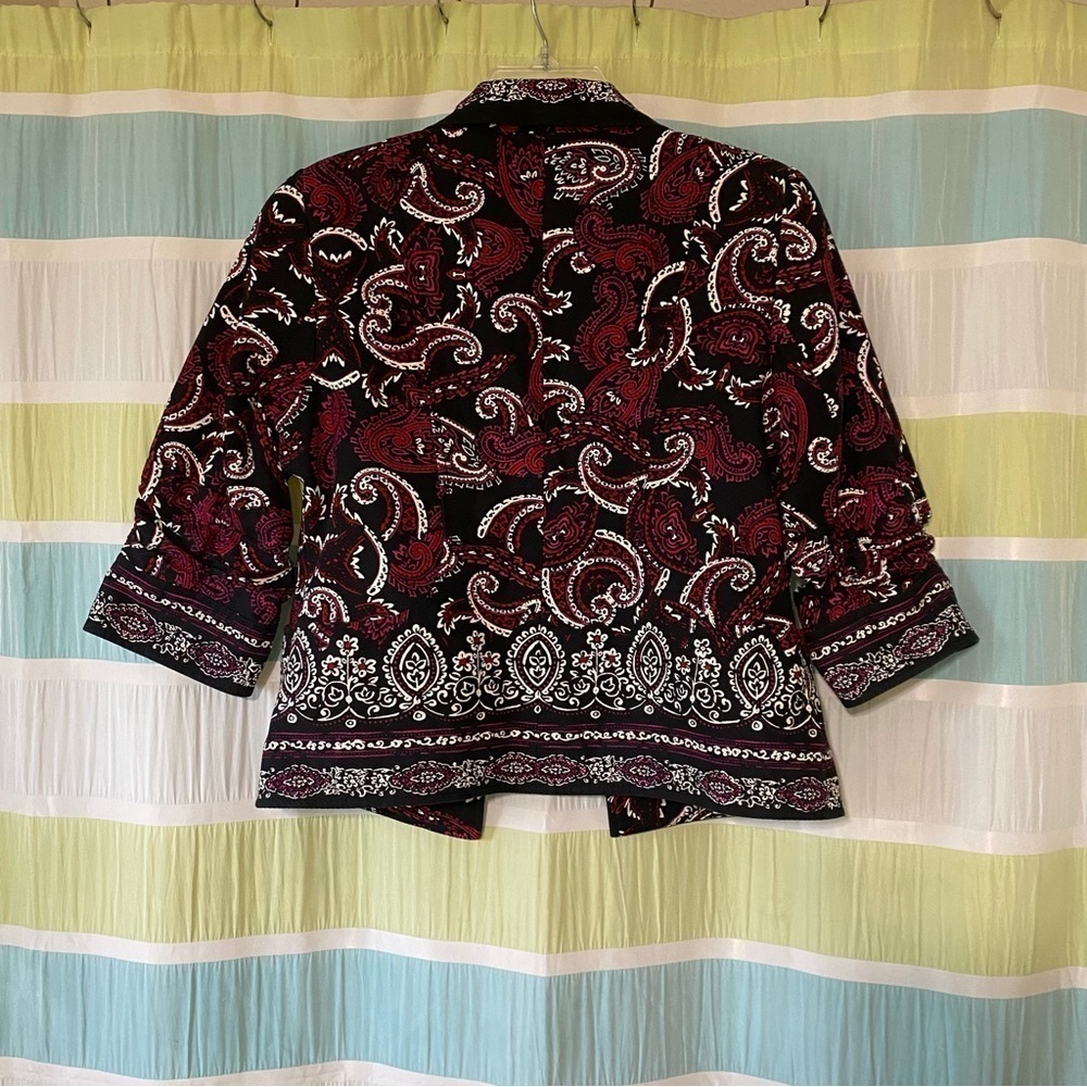 Coldwater Creek Paisley Ruched Sleeve Jacket Sz 10P - Picture 5 of 8
